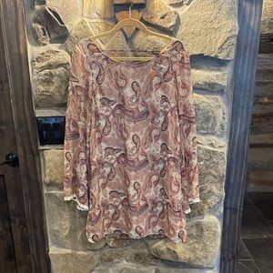 Xhilaration Pink and Cream Paisley Tunic